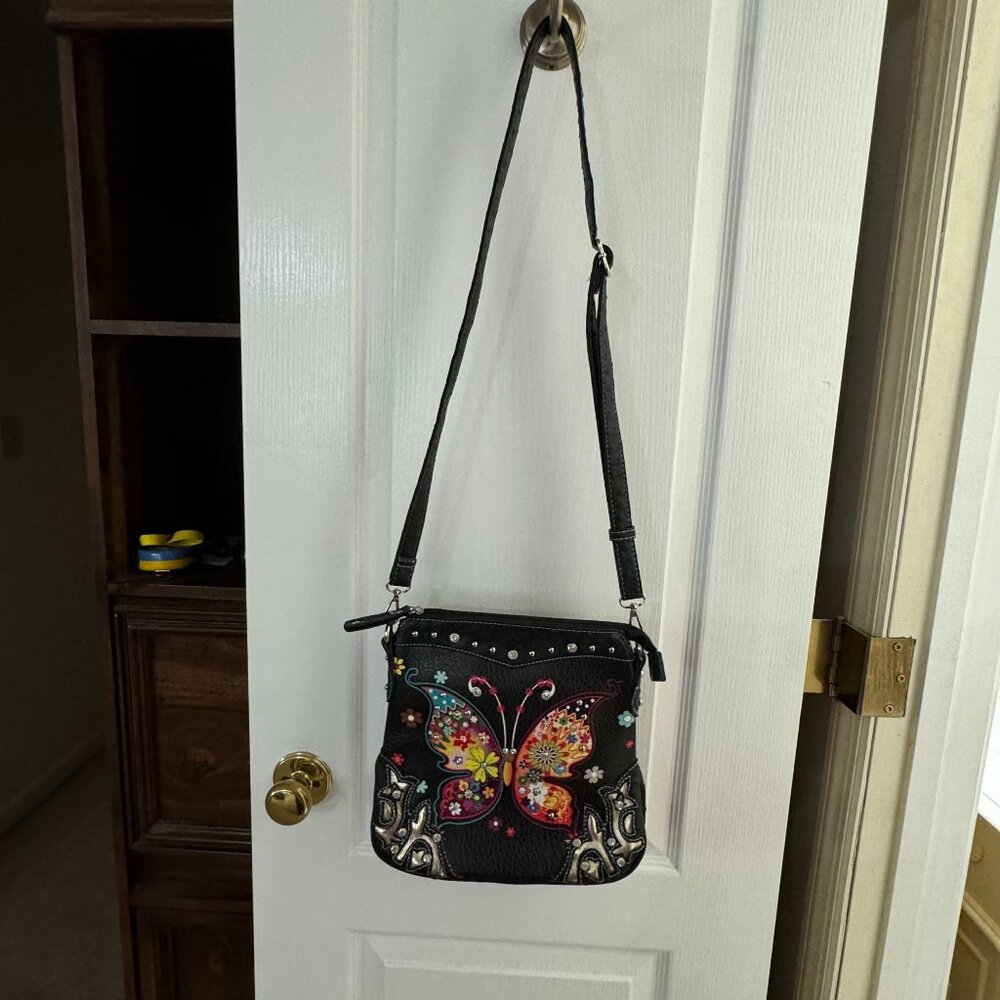 Cowgirl Trendy Butterfly Crossbody Bag EUC